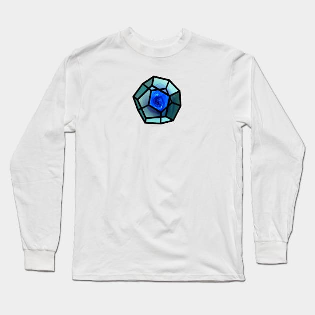 Galaxy space geometry concept: blue Platonic solid Long Sleeve T-Shirt by Blacklinesw9